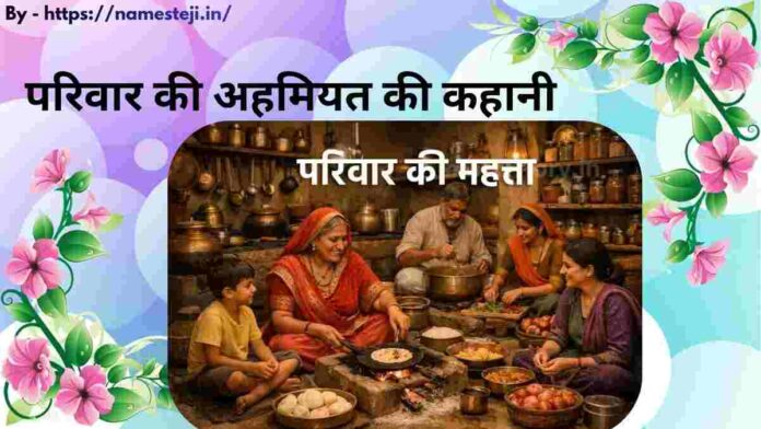 परिवार की अहमियत की कहानी में अपने परिवार के साथ खड़ा भावुक बेटा