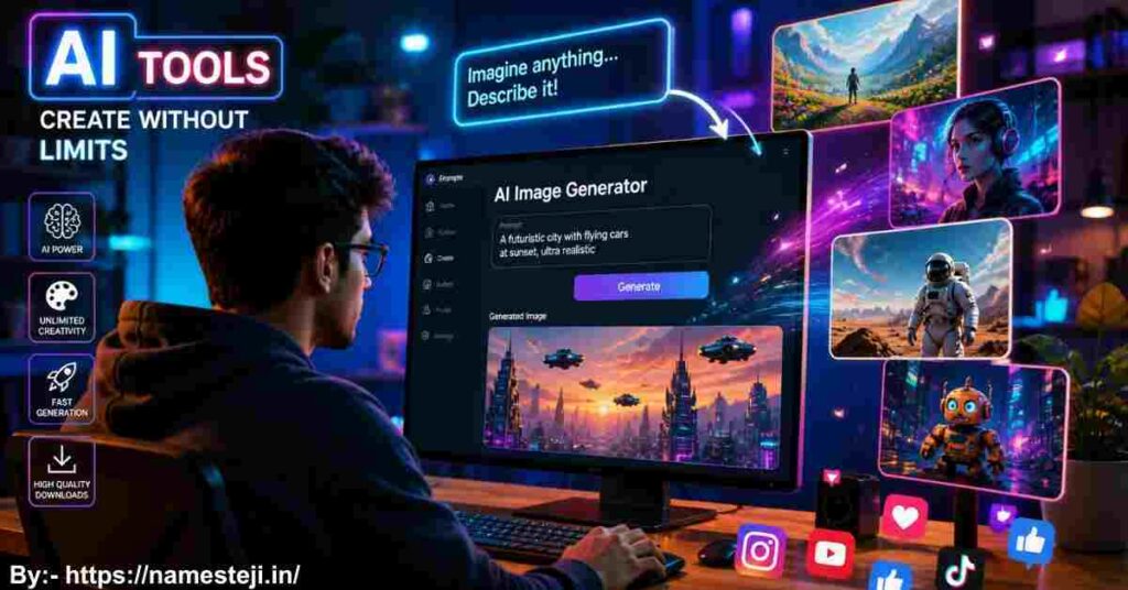 AI Image बनाने के Free Tools - AI tools से बनाई गई डिजिटल इमेज का उदाहरण