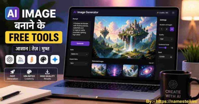 AI Image बनाने के Free Tools - AI tools से बनाई गई डिजिटल इमेज का उदाहरण