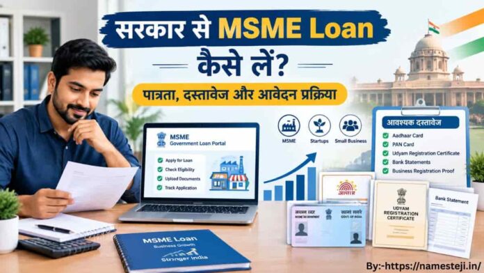 How to apply for an MSME loan from the government की पूरी प्रक्रिया दिखाता हुआ MSME Loan आवेदन गाइड